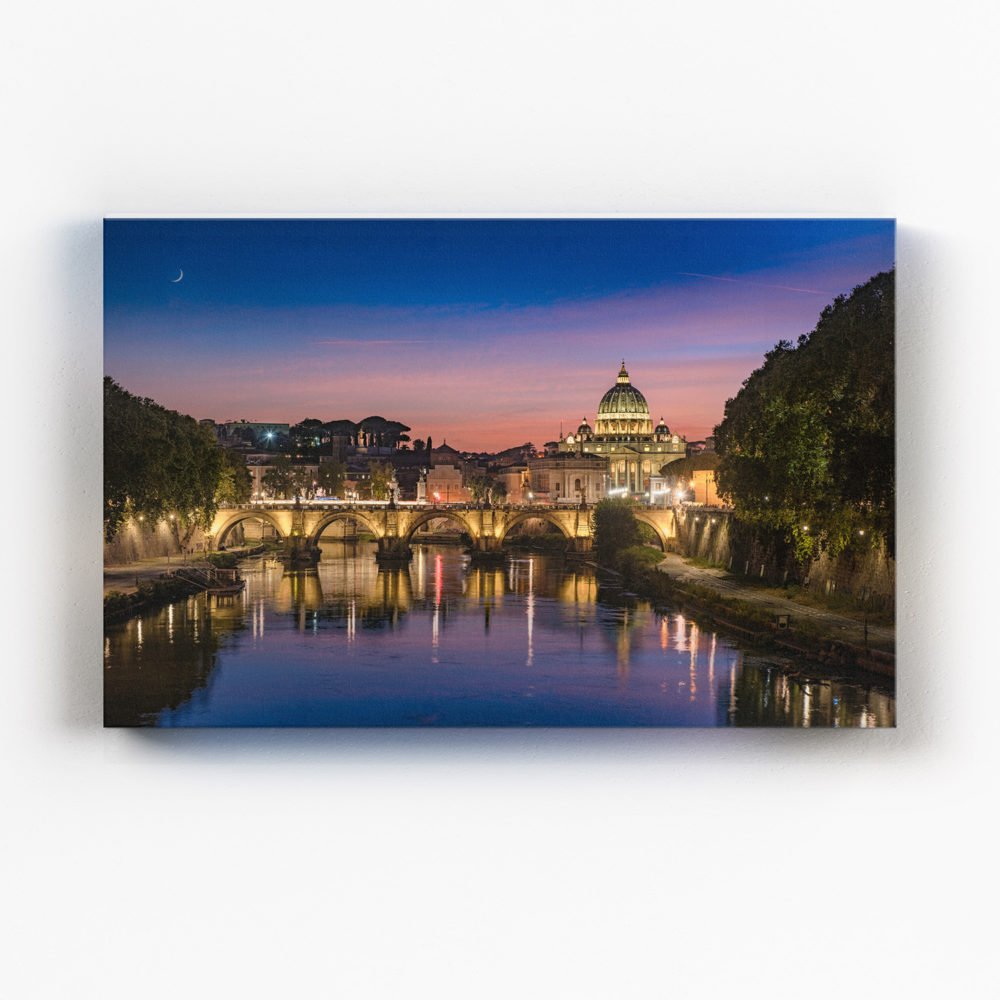 Canvas print of A new moon over St Peter’s Basilica