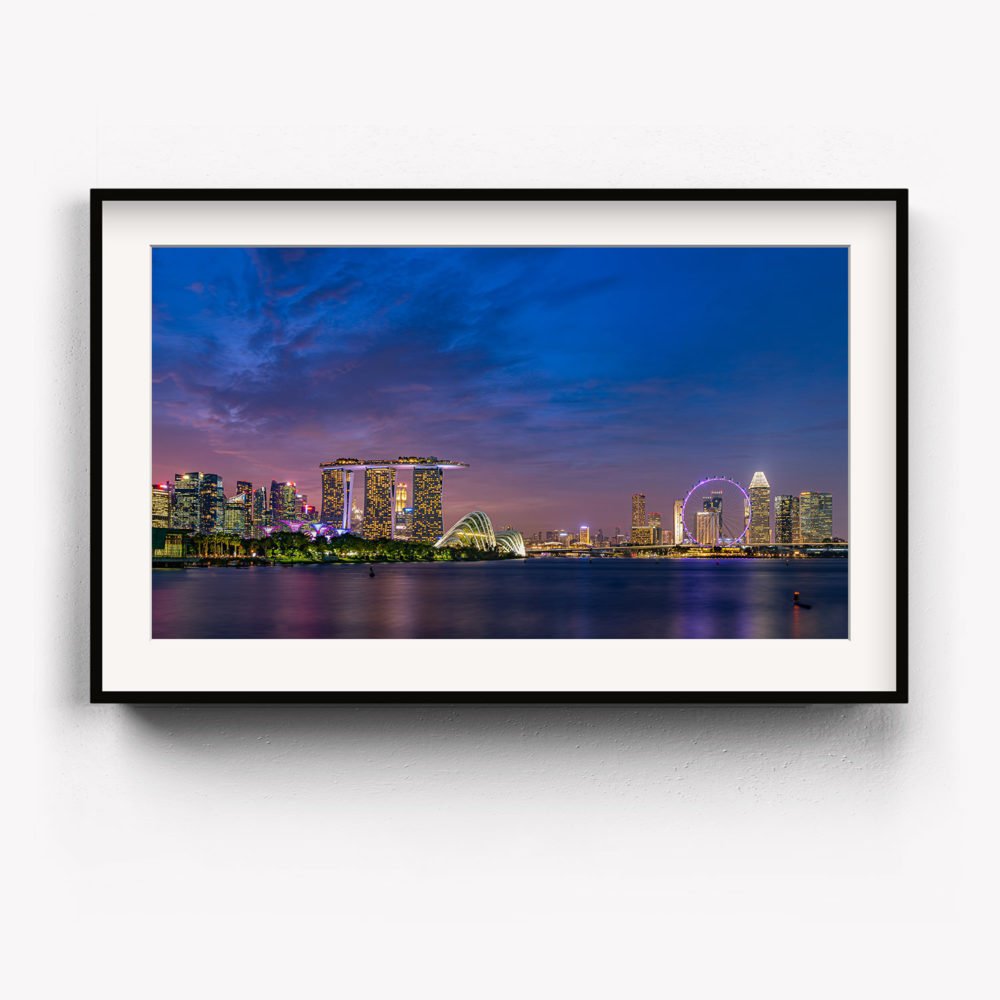 Framed Art Print of Singapore City Skyline at Sunset