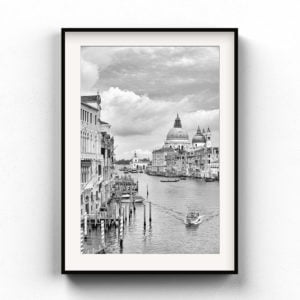 Framed Art Print of Venice’s Grand Canal in black and white during the day