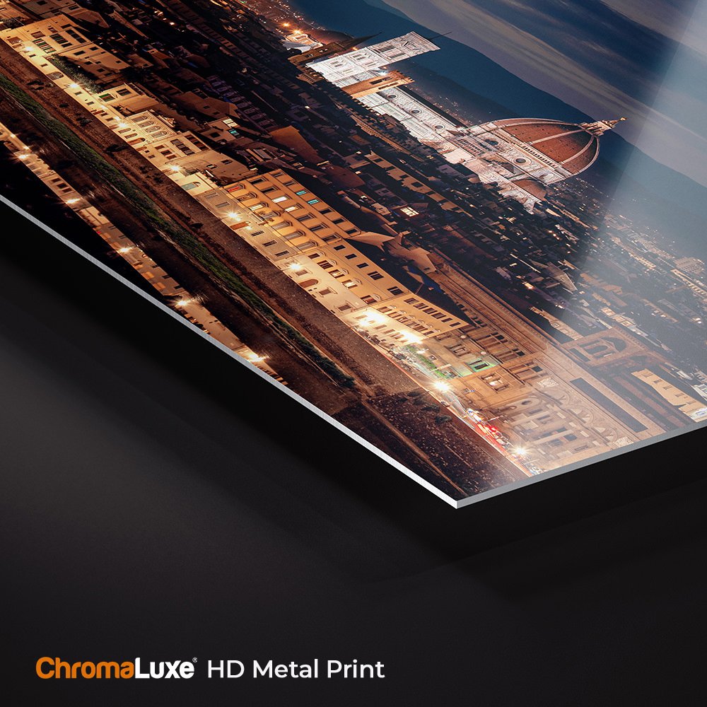 Chromaluxe metal print close-up of Sunset over the city of Florence
