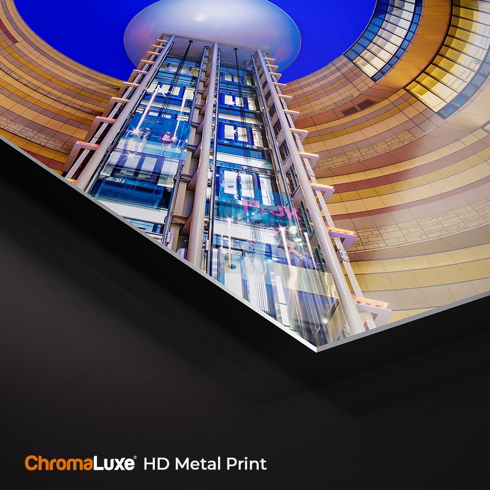 Chromaluxe metal print close-up of Namba Parks creative architecture
