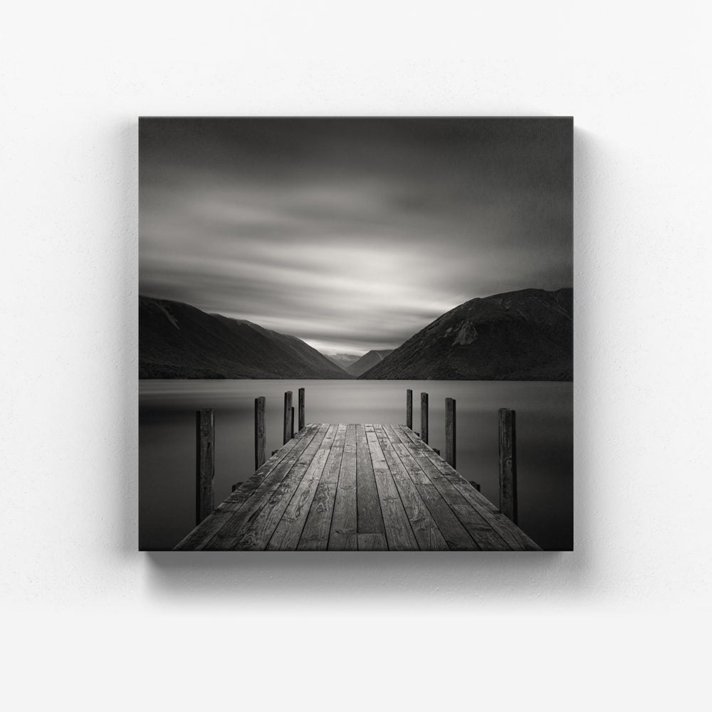 Canvas print of Lake Rotoiti in black and white