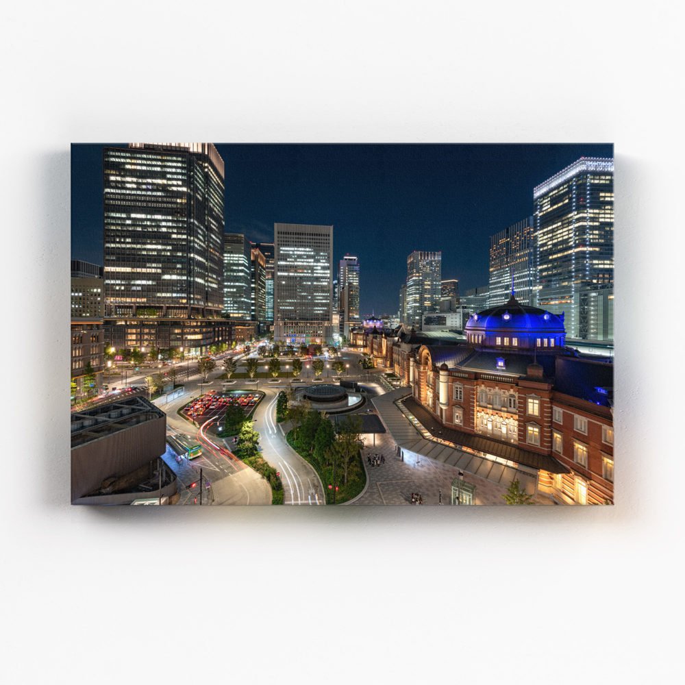 Canvas print of Tokyo Station cityscape at night