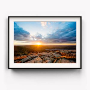 Framed Art Print of Sunset from the top of Cadillac Mountain in Acadia National Park