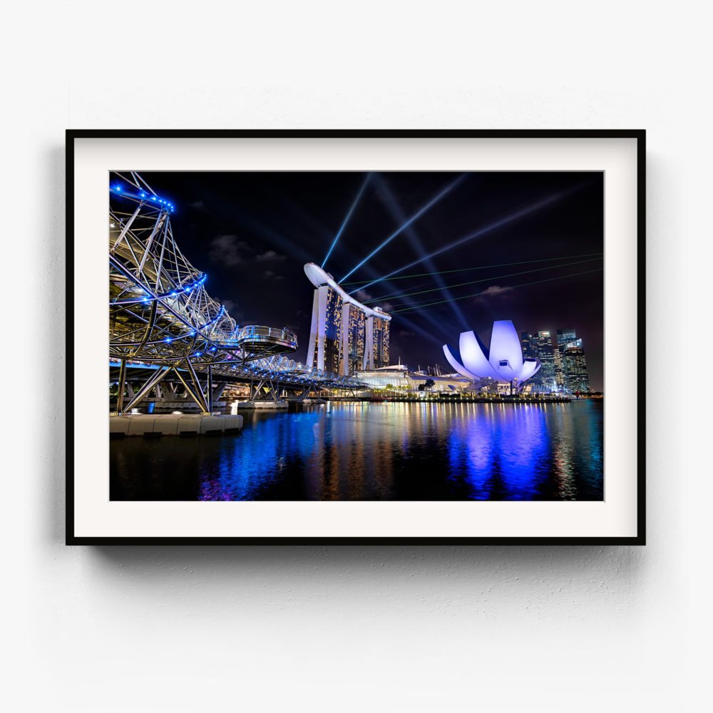 Framed Art Print of Singapore's Marina Bay laser show