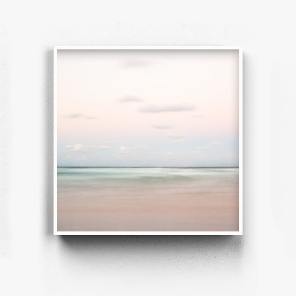 Framed Art Print of A pastel sunset at Belongil Beach, Byron Bay