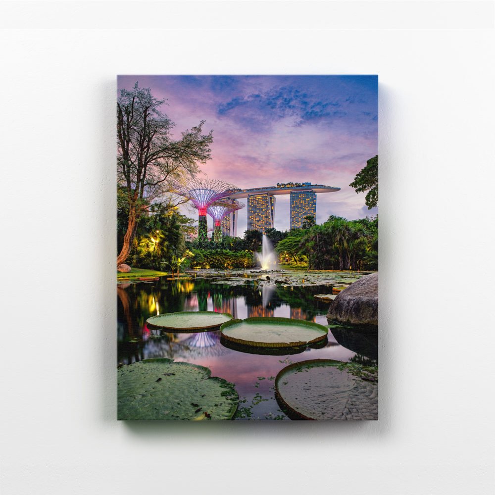 Canvas print of Singapore’s Gardens by the Bay Water Lily Pond
