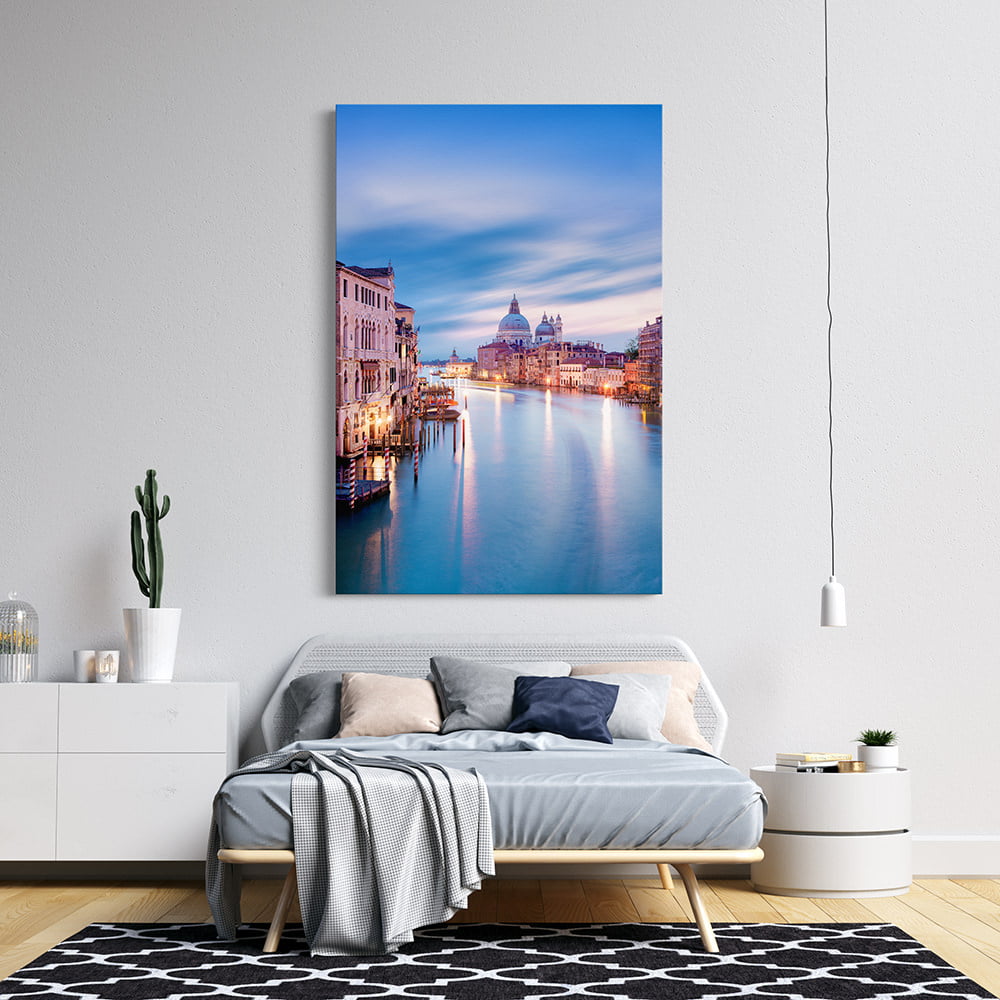 Beautiful canvas wall art of Venice's Grand Canal in bedroom