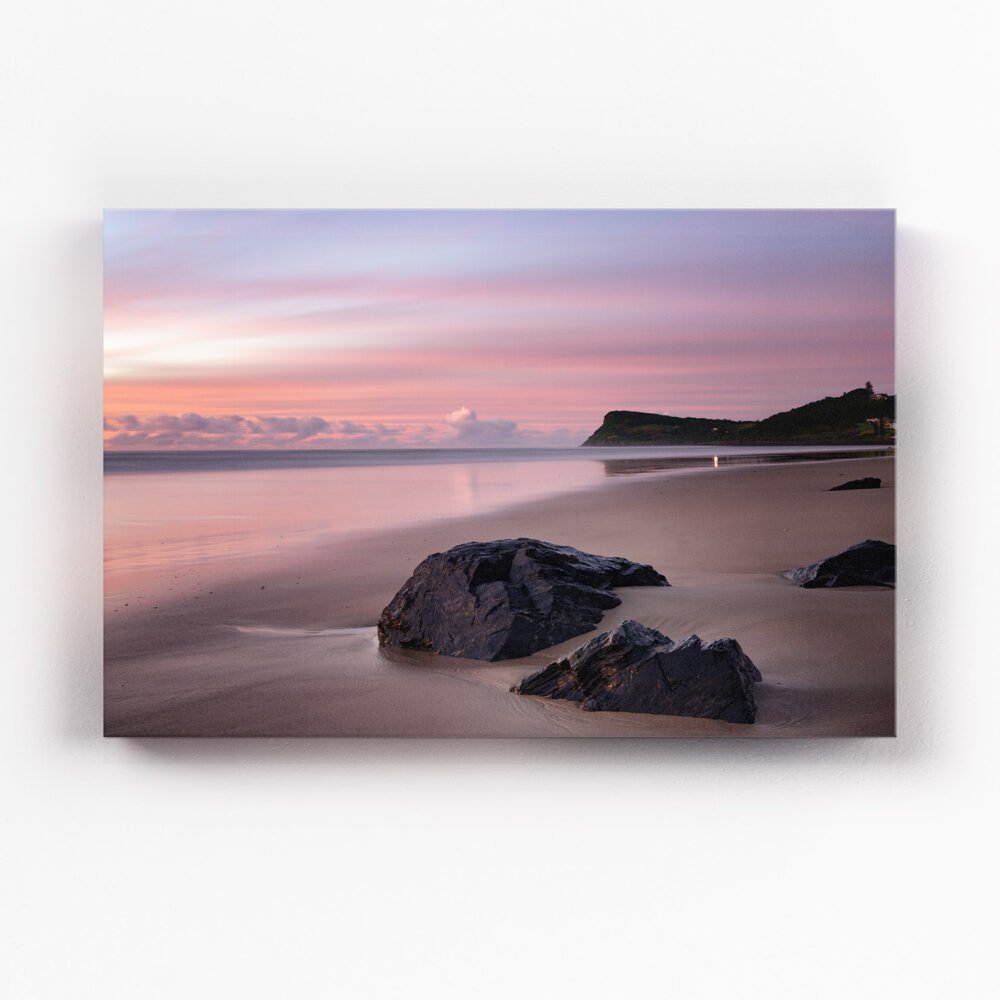 Canvas print of a pastel sunrise over lennox Head, NSW Australia