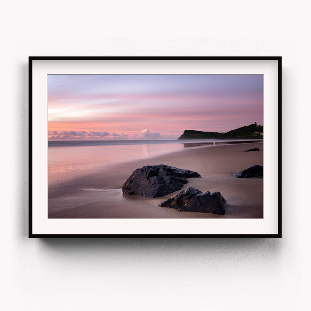Framed Art Print of a pastel sunrise over lennox Head, NSW Australia